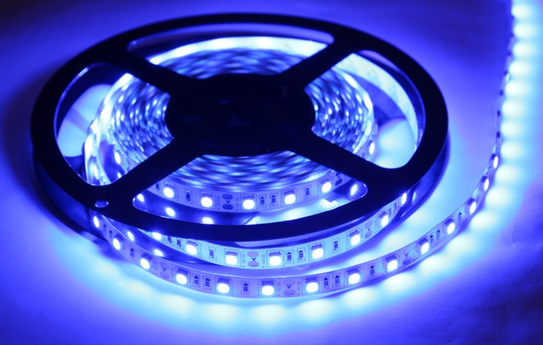 Світлодіодна Led-стрічка SMD 5050 на 60 діодів в 1 метрі, 14,4 Вт/1м, синій колір, не герметична, фото 1