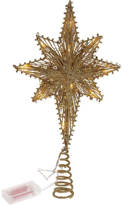 Верхівка для ялинки "Зірочка" 40x20см mebelime з LED-підсвічуванням, золотого кольору, фото 1