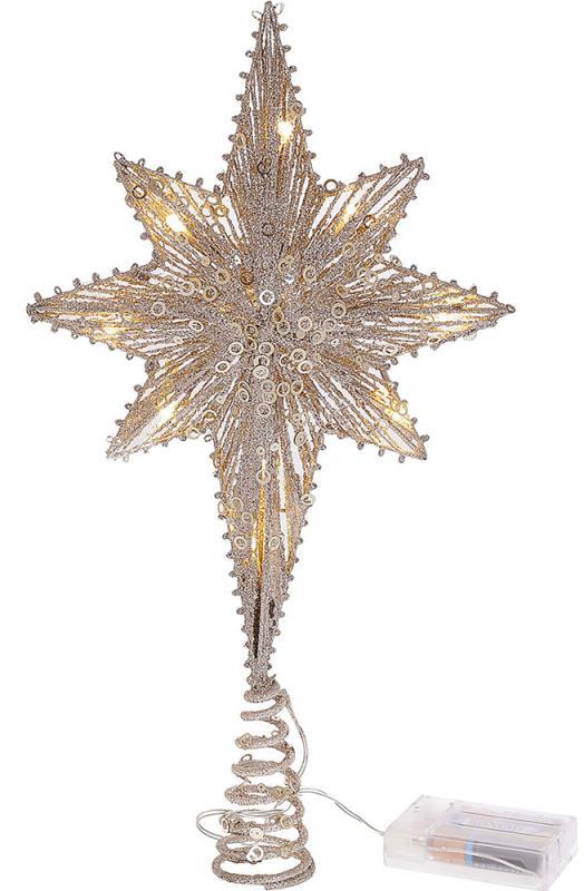 Верхівка для ялинки "Зірочка" 40x20см mebelime з LED-підсвічуванням, шампань, фото 1