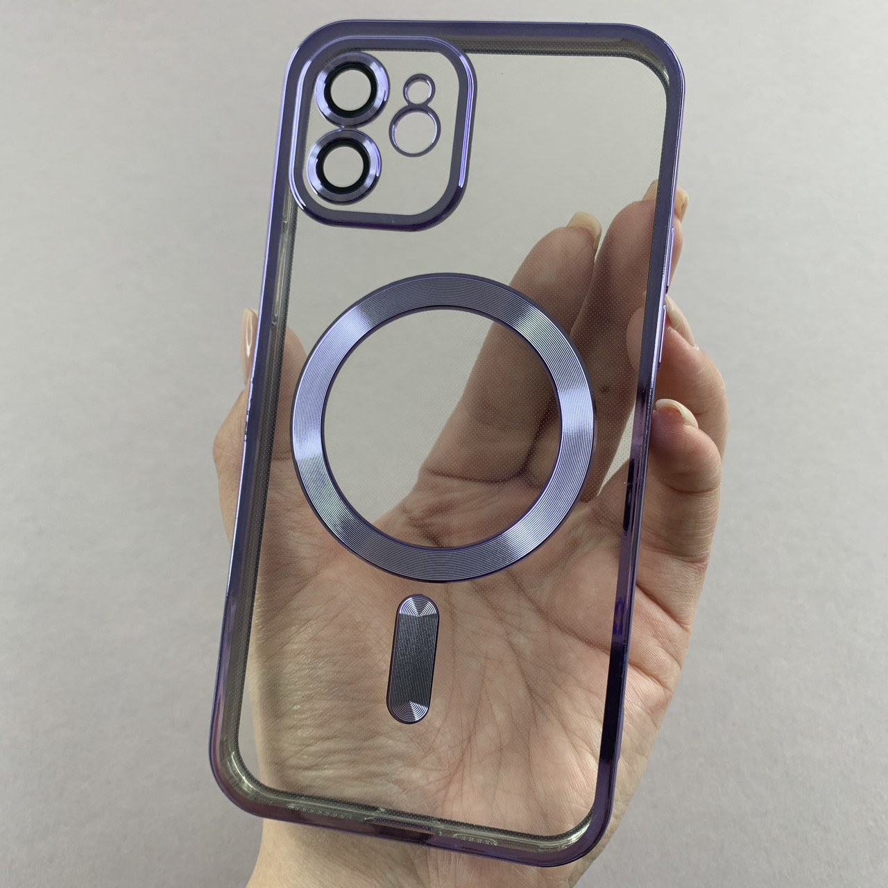 Чохол для Apple iPhone 12 прозорий чохол з магсейфом на телефон айфон 12 бузковий h3b