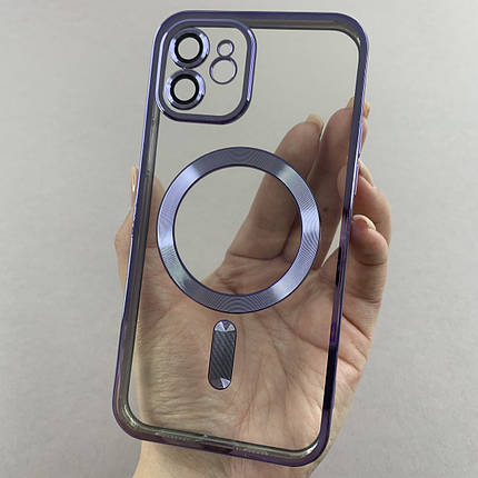 Чохол для Apple iPhone 12 прозорий чохол з магсейфом на телефон айфон 12 бузковий h3b, фото 1