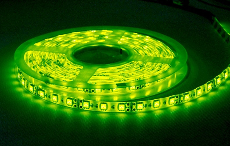Світлодіодна Led-стрічка SMD 5050 на 60 діодів в 1 метрі, 14,4 Вт/1м, зелений колір, герметична, фото 1