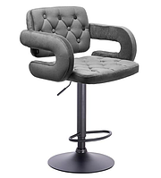 Кресло барное, визажное НR8403W, велюр, графит, база черная