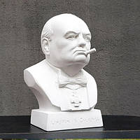 Бюст Черчилля декоративный белый из гипса 13,5 см