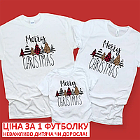 Новогодние Парные Футболки для семьи. Фэмили Лук Family Look на фотосессию merry christmas 12