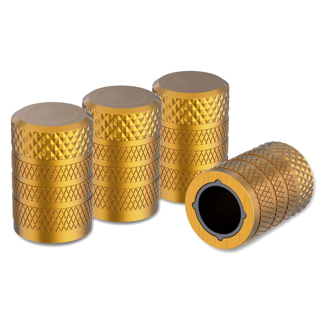 Захисні металопластикові ковпачки Primo на ніпель, золотник автомобільних коліс - Gold
