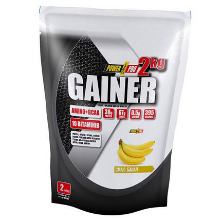 Високобілковий гейнер Power Pro Gainer + Amino + BCAA 2кг банан, фото 3
