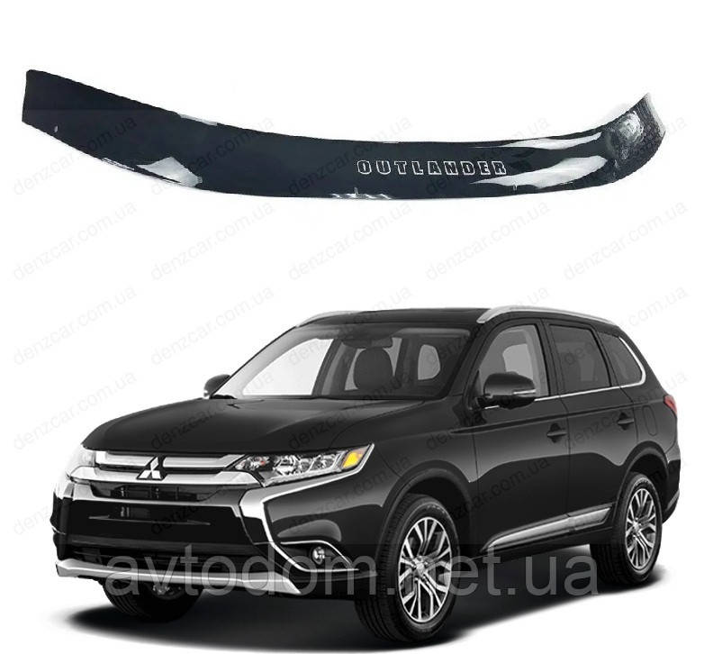 Дефлектор капота Mitsubishi Outlander с 2012-2019 \ Мухобойка Мицубиси ...