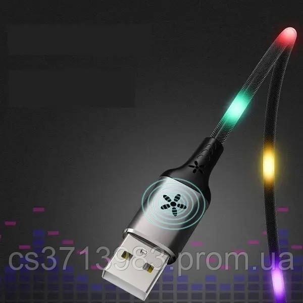 Кабель Remax RC-133i EL Luminous (Sound-Activated) USB - Lightning, 1м Black (6954851297567) SV - фото 1 - id-p2033932432