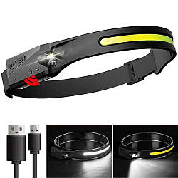 Налобний ліхтар із сенсором 2в1 BL-G28, з USB зарядкою / Акумуляторний LED ліхтарик для риболовлі та кемпінгу