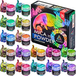 Пігмент перламутровий хамелеон Chameleon Mica Powder слюдяна пігментна пудра ALEXES 16 кольорів