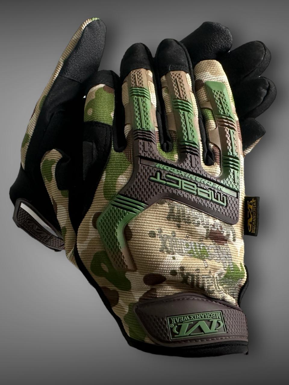 Рукавички Mechanix M-Pact закриті мультикам, тактичні рукавиці комуфляж