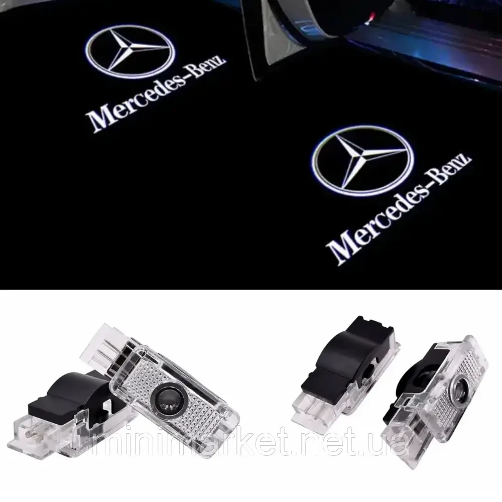 Штатна LED підсвітка дверей з логотипом Mercedes W203 W208 W209 R171 R172 C199