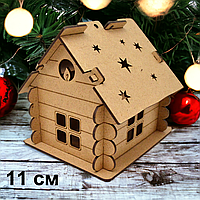 Деревянная Коробка Домик 11 см Подарочная Упаковка для Конфет Новогоднего Подарка Дом из Дерева МДФ