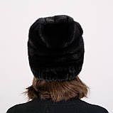 Норкова тепла шапка жіноча Рукавичка з відворотом, фото 4