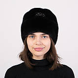 Норкова тепла шапка жіноча Рукавичка з відворотом, фото 2