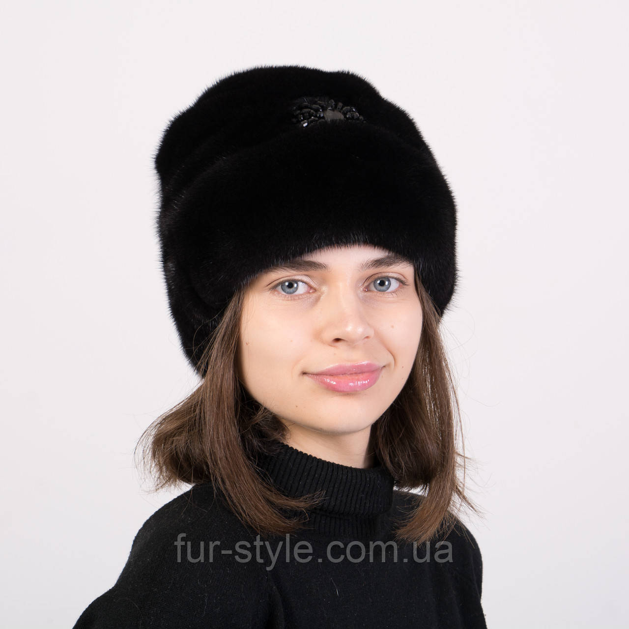 Норковая теплая женская шапка Рукавичка с отворотом по выгодной цене от ...