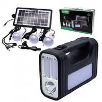 Кемпинговый аккумуляторный фонарь (станция) BL-80172 + солнечная панель + 3 лампы + Power Bank (4 режима)