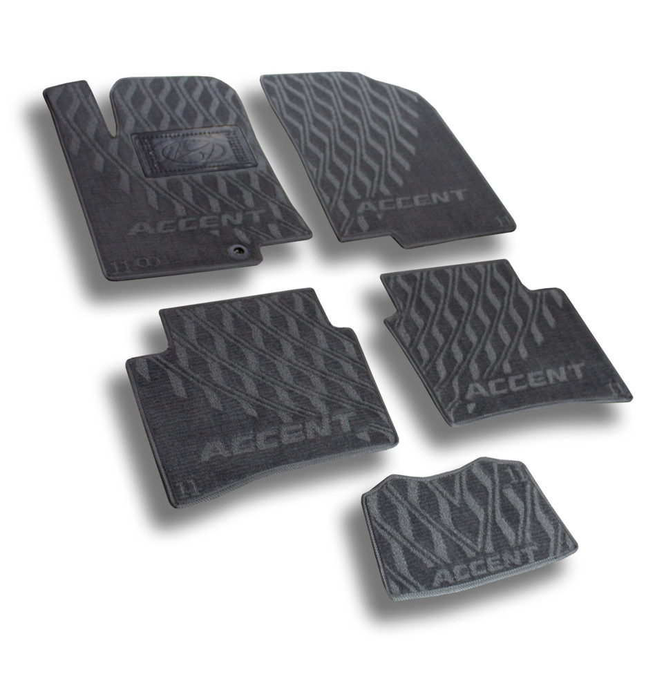 Автокилимки ворсові в салон Accent 2011- комплект текстильних килимків для автомобіля