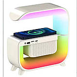 Нічник з бездротовою зарядкою годинником та 15W G 3 акумуляторний RGB світильник колонка радіо, фото 6