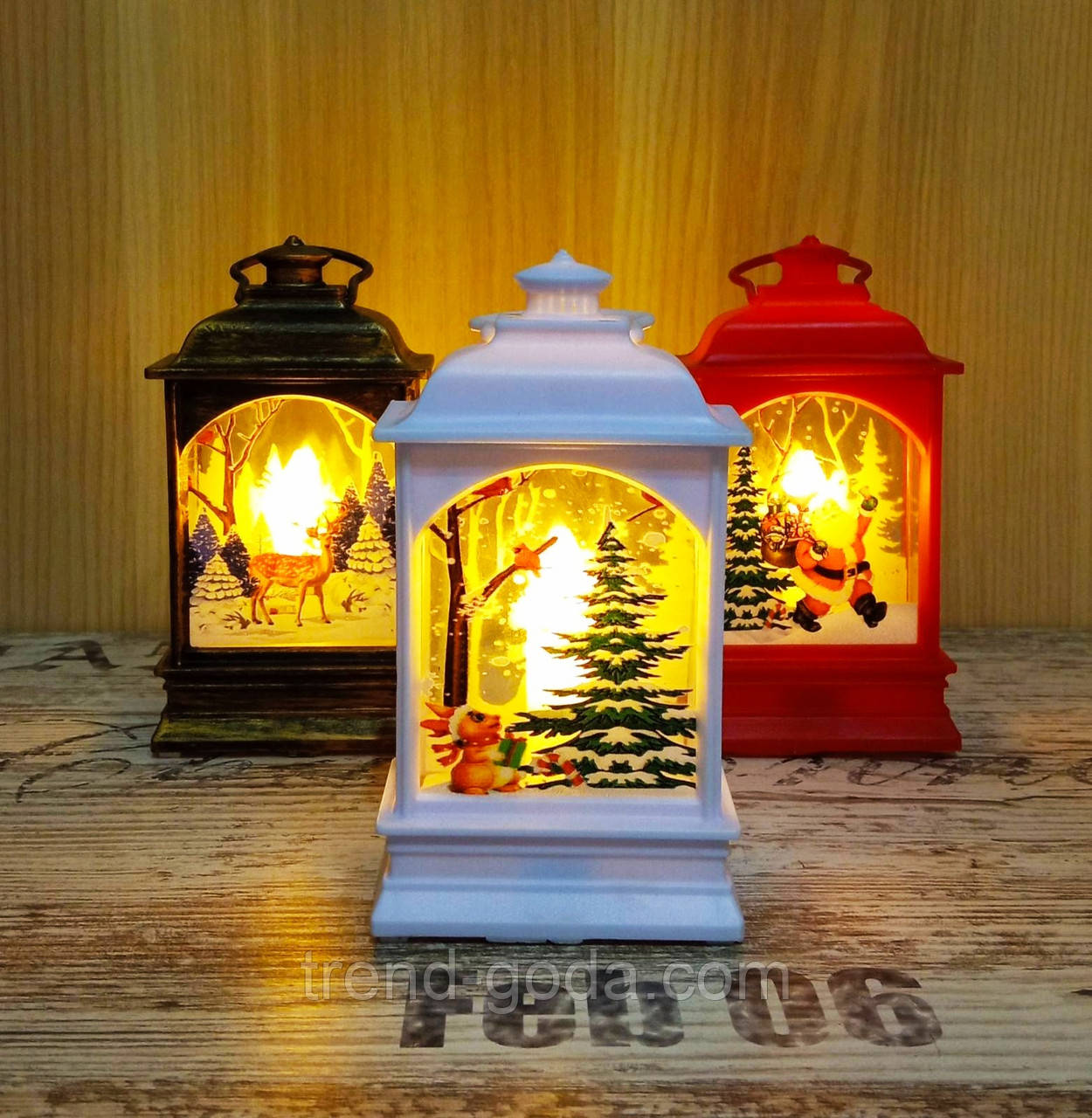 Ліхтар зі свічкою ЛЕД, Новорічна композиція з ліхтарем і лід свічок, Led нічник, фото 1