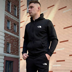 Чоловіча спортивна кофта The North Face чорна на флісі худі TNF толстовка на блискавці