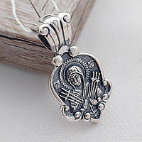 Ладанка из серебра с ликом святой Божьей Матери Семистрельной с чернением под цепочку или шнур