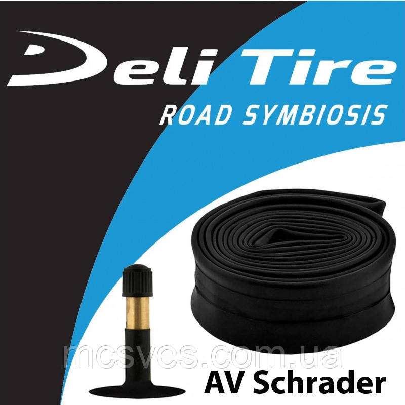 Камера велосипедна 10"х2/2,125 Deli Tire Schrader AV 35 з прямим штуцером, фото 1