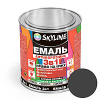 Емаль алкідна 3 в 1 по іржі антикорозійна «Skyline» Темно-сірий 2.5 кг
