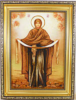 Ікона з бурштину Покрова і-70 Ікона Божої Матері 20*30