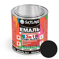 Емаль алкідна 3 в 1 по іржі антикорозійна «Skyline» Чорний 0.9 кг