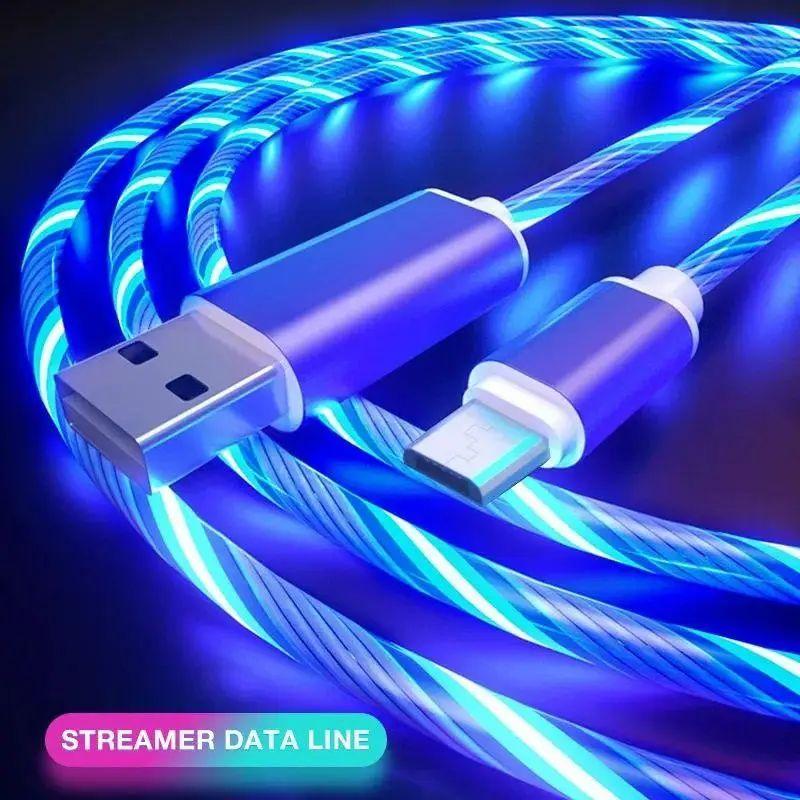 Кабель швидкого заряджання USB to Type-С з підсвіткою гірляндою, передавання даних