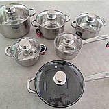 Набор кастрюль из нержавеющей стали ZP 075, набор посуды, посуда из нержавейки (12 предметов), фото 4