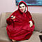Оверсайз плед-халат з капюшоном 80х100 см Huggle Hoodie унісекс, Бордовий / Зимова толстовка худи, фото 7