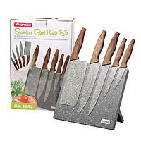 Набор ножей Kamille 6 предметов из нержавеющей стали на подставке с мраморным покрытием (5 ножей+подставка)