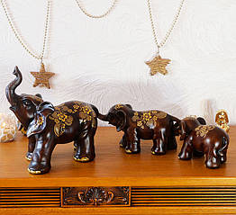 Сім'я слонів трьох із золотом 25*11*65 H2733-18T