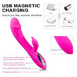 Вібратор подвійний міні кролик "Melo" 14 режимів вібрації — Фуксія, фото 4