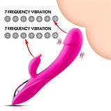 Вібратор подвійний міні кролик "Melo" 14 режимів вібрації — Фуксія, фото 3