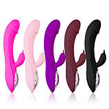 Вібратор подвійний міні кролик "Melo" 14 режимів вібрації — Фуксія, фото 5