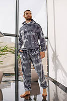 Пижамный мужской теплый костюм с капюшоном. Пижама мужская теплая махровая штаны и кофта 46 48 50 52