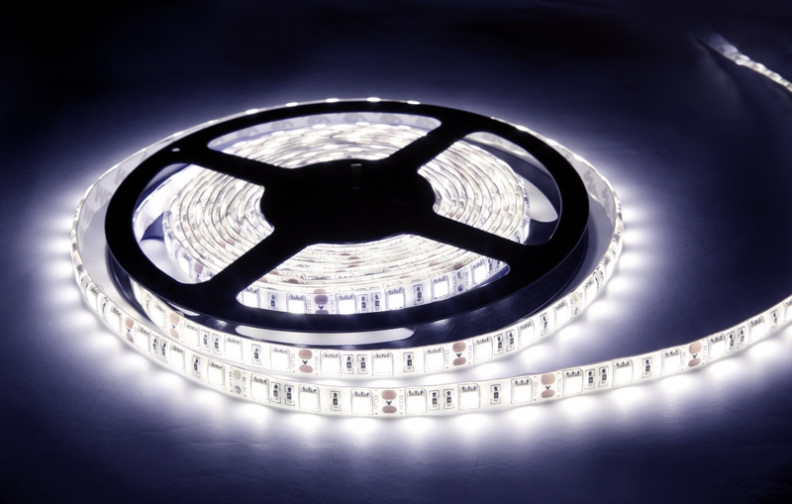 Світлодіодна Led-стрічка SMD 5050 на 60 діодів в 1 метрі, 14,4 Вт/1м, білий холодний колір, герметична, фото 1