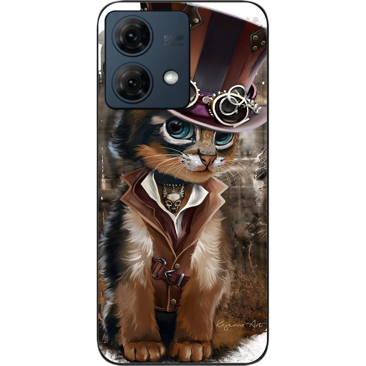 Силіконовий чохол Case для Motorola Moto G84 з картинкою Кіт у капелюсі