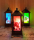 Led нічник ліхтар, Новорічний Ліхтар зі свічкою ЛЕД, Новорічна композиція з ліхтарем і лід свічковий Світильник, фото 2