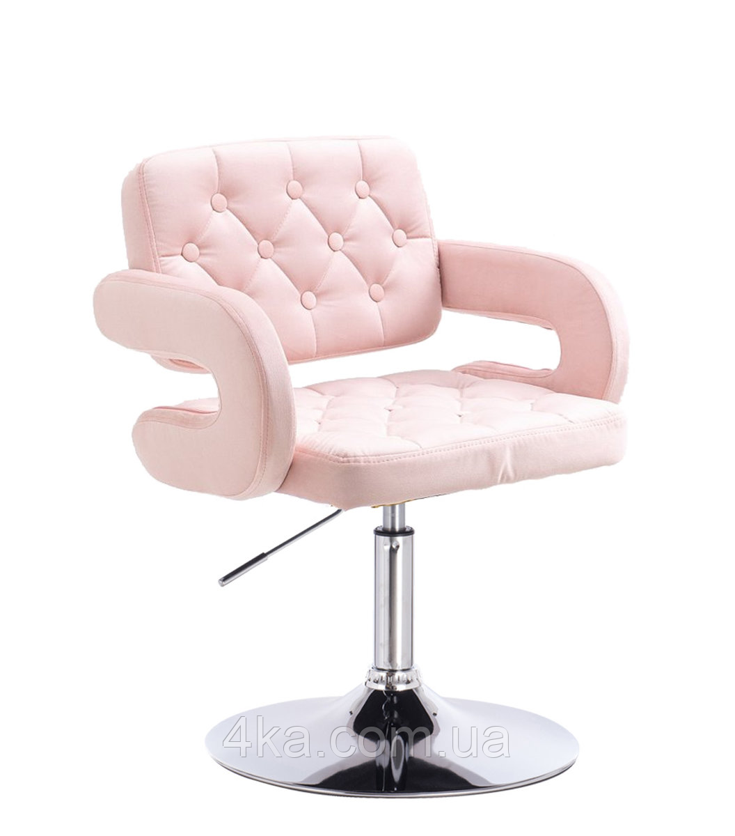 Крісло перукарське НR8403N, велюр, пудра