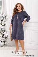 Блестящее зимнее платье-миди из ангоры с люрексом, больших размеров от 46 до 68