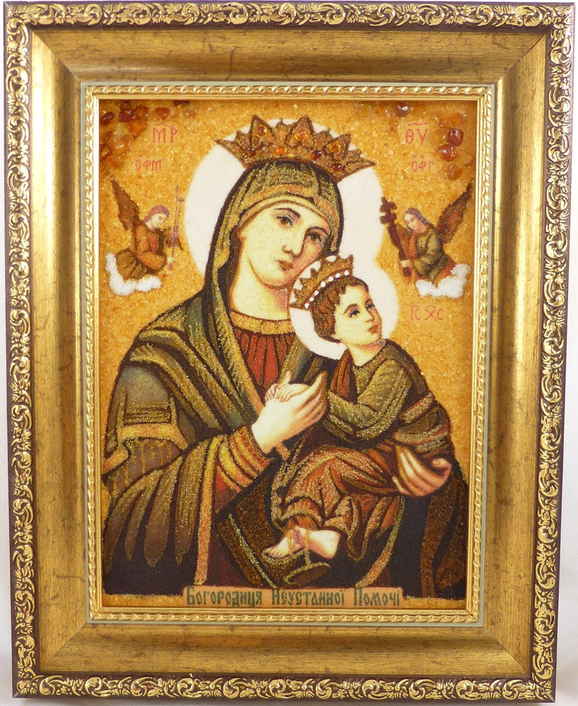 Ікона з бурштину Богородиця i-60 15*20