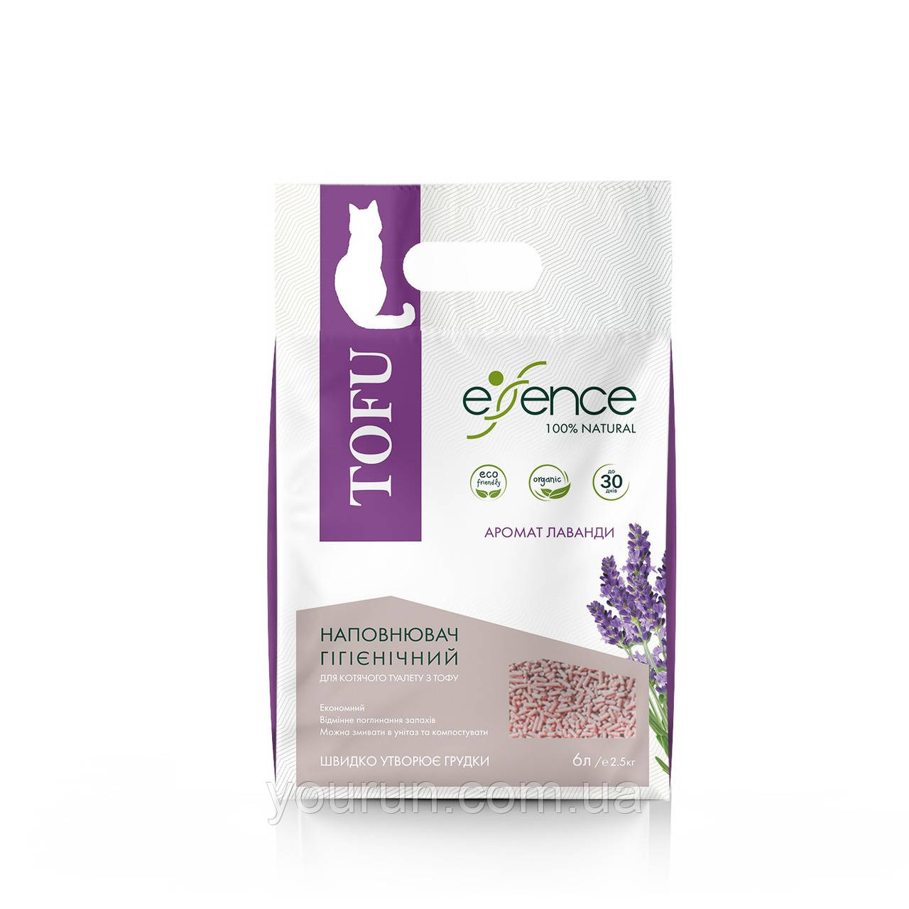 Essence (Есенс) Tofu - Наповнювач соєвий для котячого туалету з ароматом з ароматом лаванди 6 л, фото 1