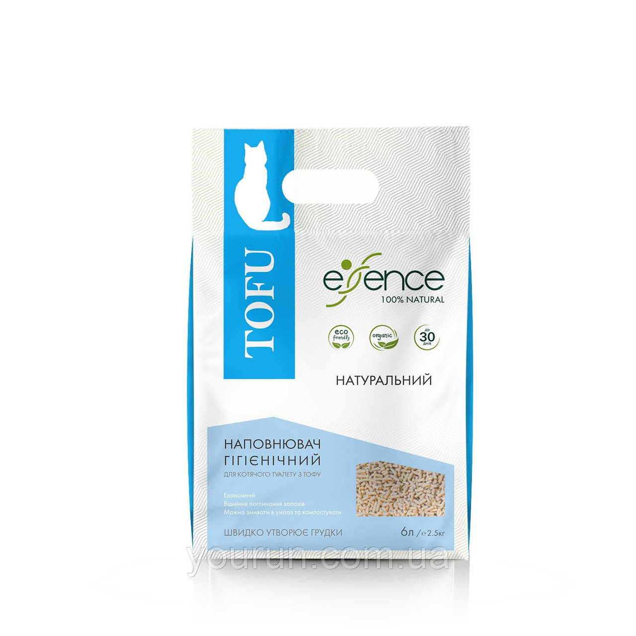 Essence (Ессенс) Tofu - Наповнювач соєвий для котячого туалету, натуральний 6 л, фото 1