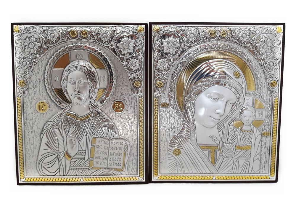 Пара Б. Спаситель Казанська на дерев'яній основі 111052