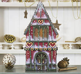 Скарбничка Будиночок Новорічно-червоний гіпс КГ602-2